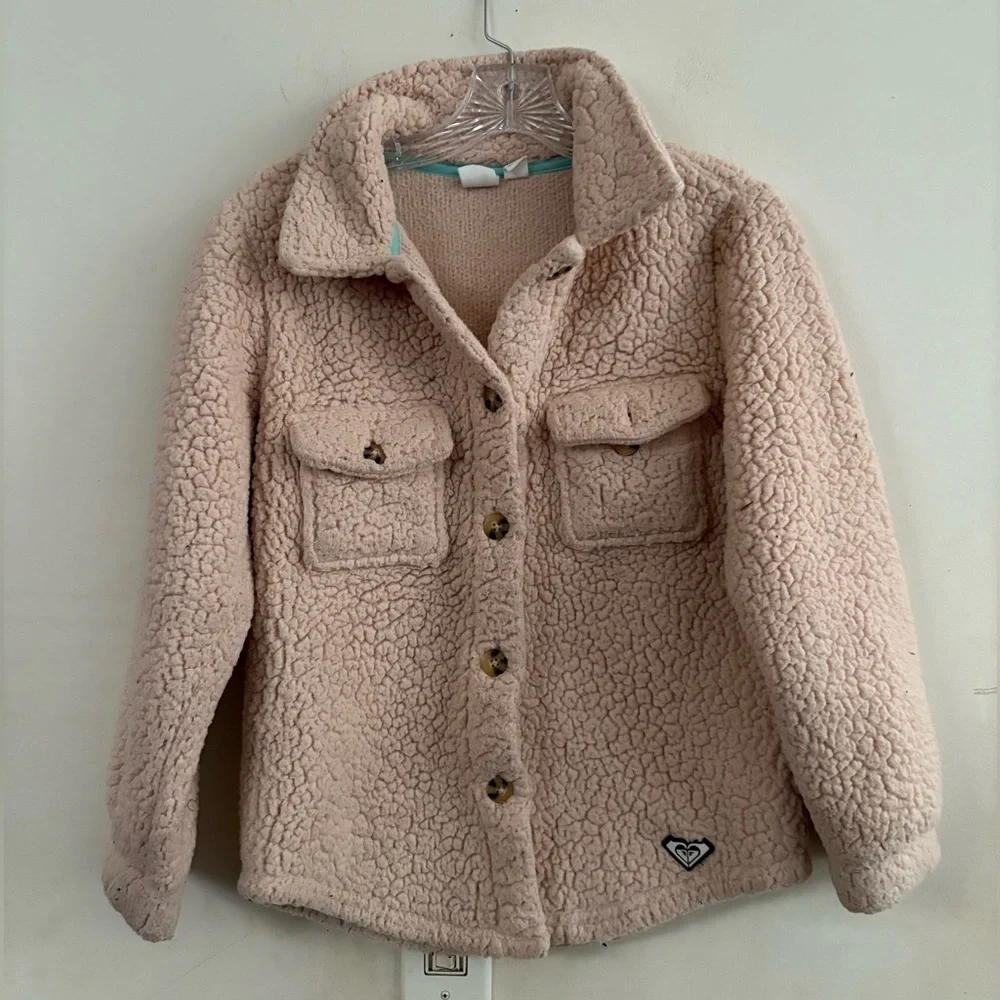 Roxy Girl's Sherpa Fleece Shirt Jacket size 10/12 comfy winter
